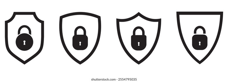 Security shield sign vector illustration, Lock security icon, Set of security shield icons, securityshields symbols with check mark and padlock, Shield security icon, Safety, protection sign