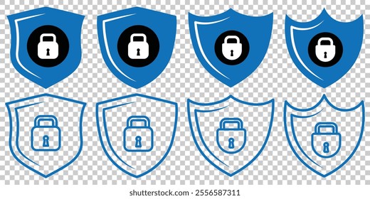 Security shield sign vector illustration, Lock security icon, Set of security shield icons. Shields symbols with padlock, Shield security icon, Safety, protection sign. Vector illustrator.