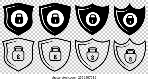 Security shield sign vector illustration, Lock security icon, Set of security shield icons. Shields symbols with padlock, Shield security icon, Safety, protection sign. Vector illustrator.