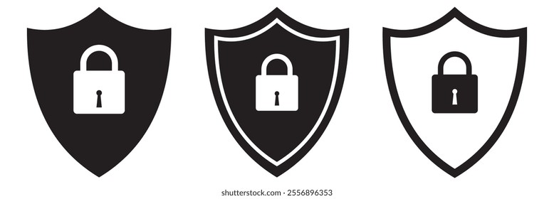 Security shield sign vector illustration, Lock security icon, Set of security shield icons,