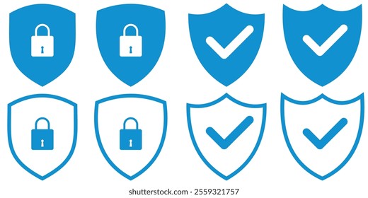 Security shield sign vector illustration, Lock security icon, Set of security shield icons, securityshields symbols.