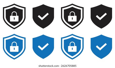 Security shield sign vector illustration, Protect shield security icon set