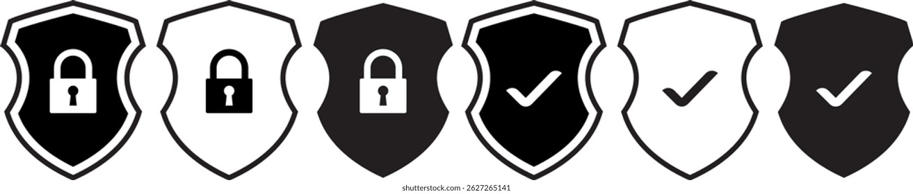 Security Shield Sign Vector Illustration – Lock Security Icon and Protection Symbols Set