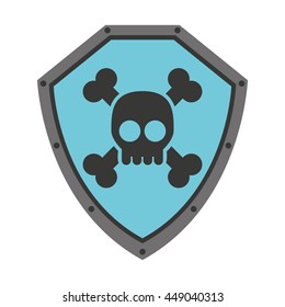 security shield with skull  isolated icon design, vector illustration  graphic 