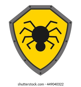 security shield with spider  isolated icon design, vector illustration  graphic 