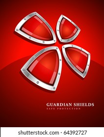 security shield symbol icon vector illustration on red background