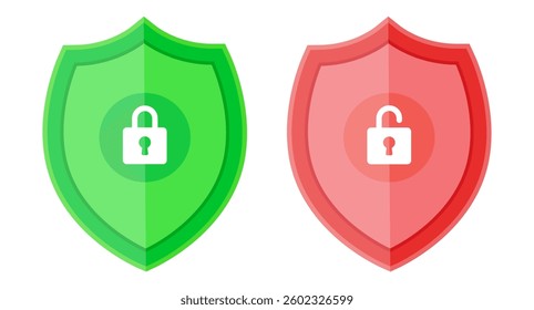 Security shield symbols isolated on transparent. Shield with padlock logo icon design template. Protection secure lock vector sign. Security and privacy symbol