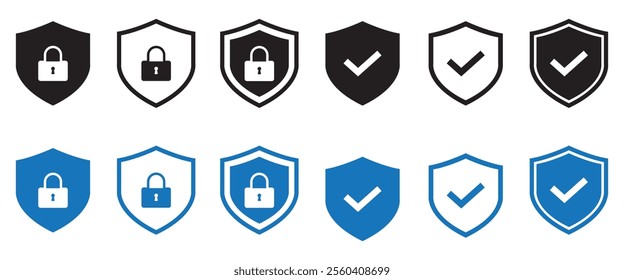 Security shield symbols. padlock Vector illustration.