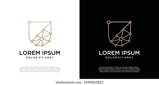 Security shield technology icon logo. Linear shield safe logo design	