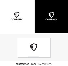 Security shield and technology logo icon