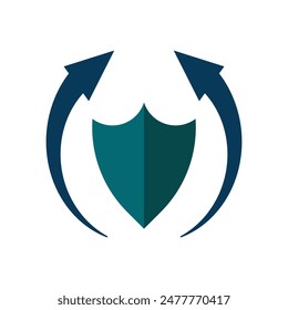 security shield with two arrows. flat design style. Suitable for data protection designs, presentations, reports, icons etc. vector design template