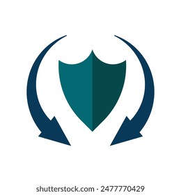 security shield with two arrows. flat design style. Suitable for data protection designs, presentations, reports, icons etc. vector design template