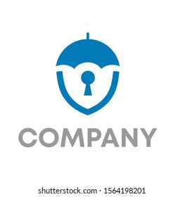 Security shield umbrella logo vector design template sign