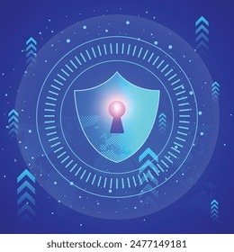 Security shield Up, Down Growth Arrow, economic growth graph chart. Business strategy, Digital.