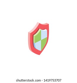Security shield. Vector 3d isometric color icon new flat style. Creative illustration, idea for infographics.