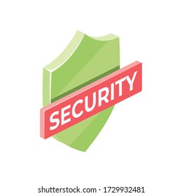 Security shield. Vector 3d isometric, color web icon, new flat style. Creative illustration design, isolated graphic idea for infographics.