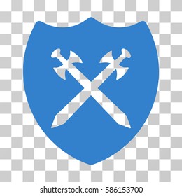 Security Shield vector icon. Illustration style is flat iconic cobalt symbol on a transparent background.