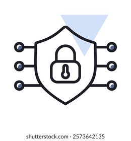 Security shield vector icon. Protection, safety, password security symbol. Concept of internet privacy cyber protection or antivirus. Cybersecurity and information network protection