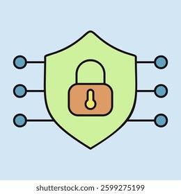 Security shield vector icon. Protection, safety, password security symbol. Concept of internet privacy cyber protection or antivirus. Cybersecurity and information network protection