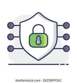Security shield vector icon. Protection, safety, password security symbol. Concept of internet privacy cyber protection or antivirus. Cybersecurity and information network protection
