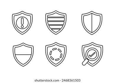 Security Shield Vector Set Icon Templates for Protection and Safety
