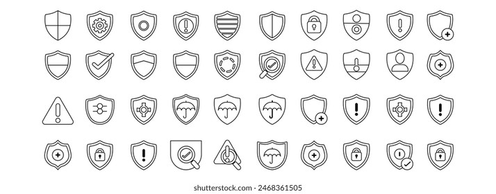 Security Shield Vector Set Icon Templates for Protection and Safety
