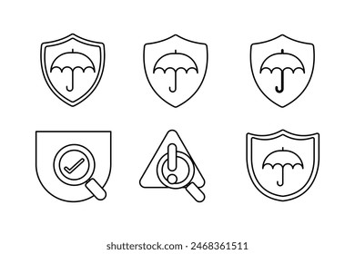 Security Shield Vector Set Icon Templates for Protection and Safety