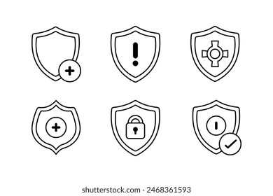 Vector de escudo de seguridad Set Icon Plantillas para protección y seguridad