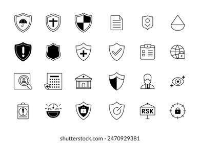 Vector de escudo de seguridad Set Icon Plantillas para protección y seguridad