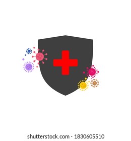 Security shield for virus protection. Coronavirus, 2019. Shield protection. Healthcare concept. Safety logo, system vector icon