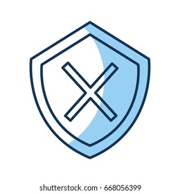 security shield with x symbol