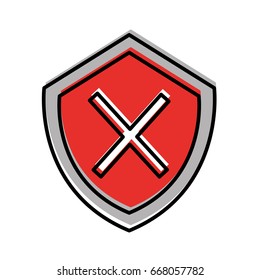security shield with x symbol