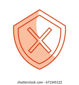 security shield with x symbol