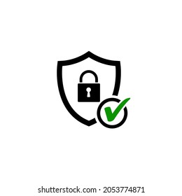 la seguridad protege los logotipos con el icono del logotipo de marca de verificación aislado en el fondo blanco. Ilustración del vector