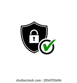 security shields logotypes with check mark logo icon isolated on white background. Vector illustration