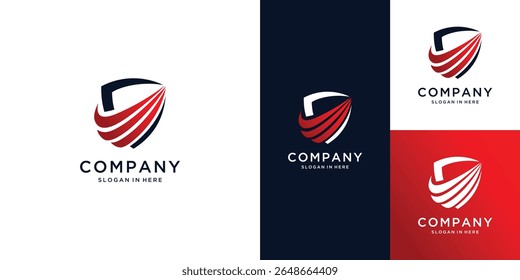 security shields logotypes with check mark and padlock. Security shield symbols. shield Vector logo design illustration.