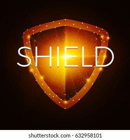 Security Shining Shield. Data Protection Design. Power Space of Digital Technology. Vector illustration