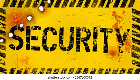 security sign, danger, threat, menace concept. Super grungy style, vector illustration