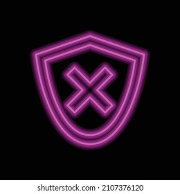 Security simple icon vector. Flat desing. Purple neon on black background.ai