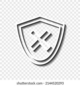 Security simple icon vector. Flat desing. White with shadow on transparent grid.ai