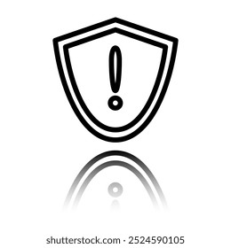 Security simple icon, vector. Flat design. Black icon with mirror reflection. White background.ai