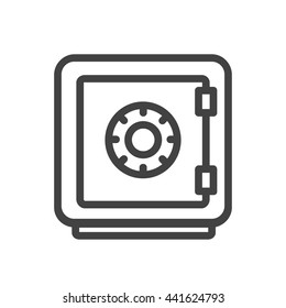 Security single isolated modern vector line design icon with a safe, vault