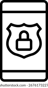 Icono de contorno de software de seguridad, Vector de icono de contorno en blanco y negro.
