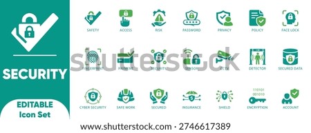 Security Solid Icon Set. protection, privacy, cybersecurity, safety, editable, cybersecurity, and editable vector.