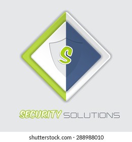 Security solutions advertising background with 3d icon and shield