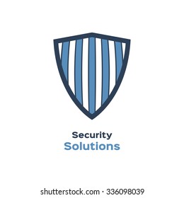 Security solutions logo, shield silhouette 
