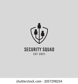 security squad logo with people shaped logo design illustration