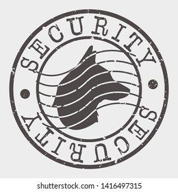 Security Stamp. Head Dog Silhouette Seal. Round Design. Vector Icon. Design Retro Insignia.