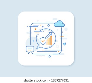 Security statistics line icon. Abstract square vector button. Cyber defence sign. Private protection symbol. Security statistics line icon. Speech bubble concept. Vector