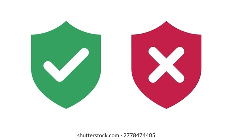Security status symbol collection in a flat vector format, approval, denial, verify, privacy, and protection.